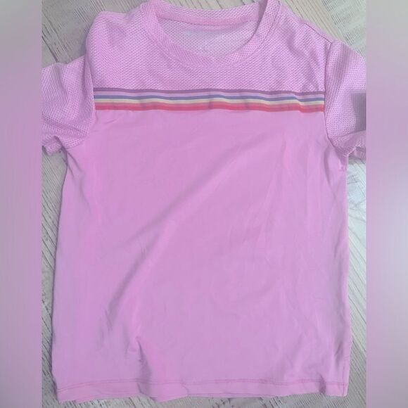 NEW ID Ideology Little Girls Multi-Stripe Shirt Sweet Alyssum pink, Tee shirt 6X - Picture 4 of 5